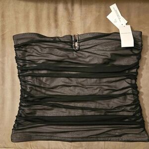 Abercrombie & Fitch Black Mesh Strapless Top